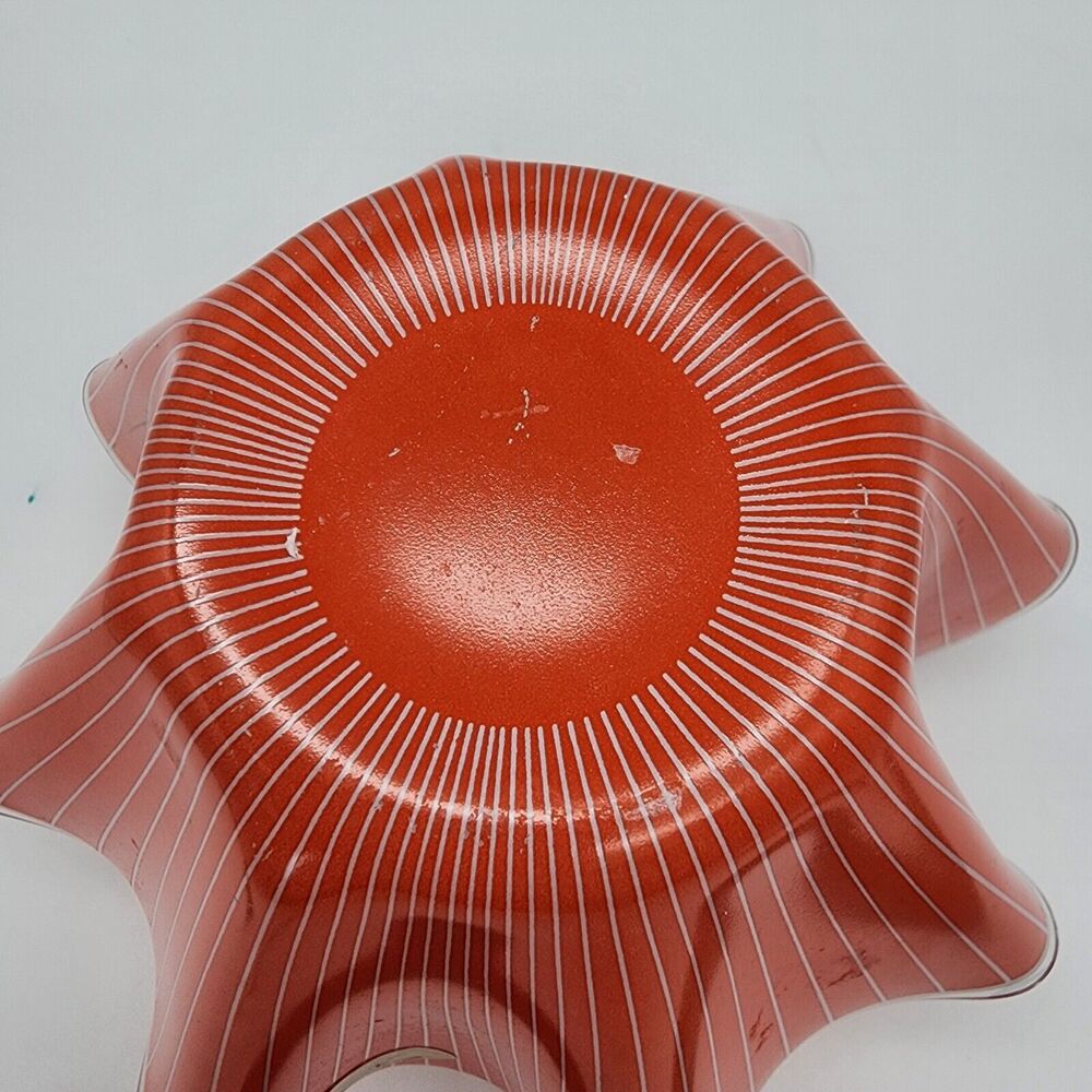 Chance Brothers Handkerchief Vase Orange White Cordon Pinstripe MCM Vintage 60s - Picture 9 of 13